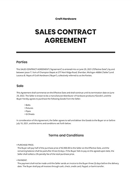 82  Sales Agreement Word Templates Free Downloads Template net