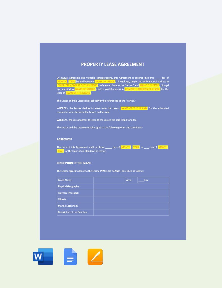 Free Residential Lease Agreement Templates In Word To Download