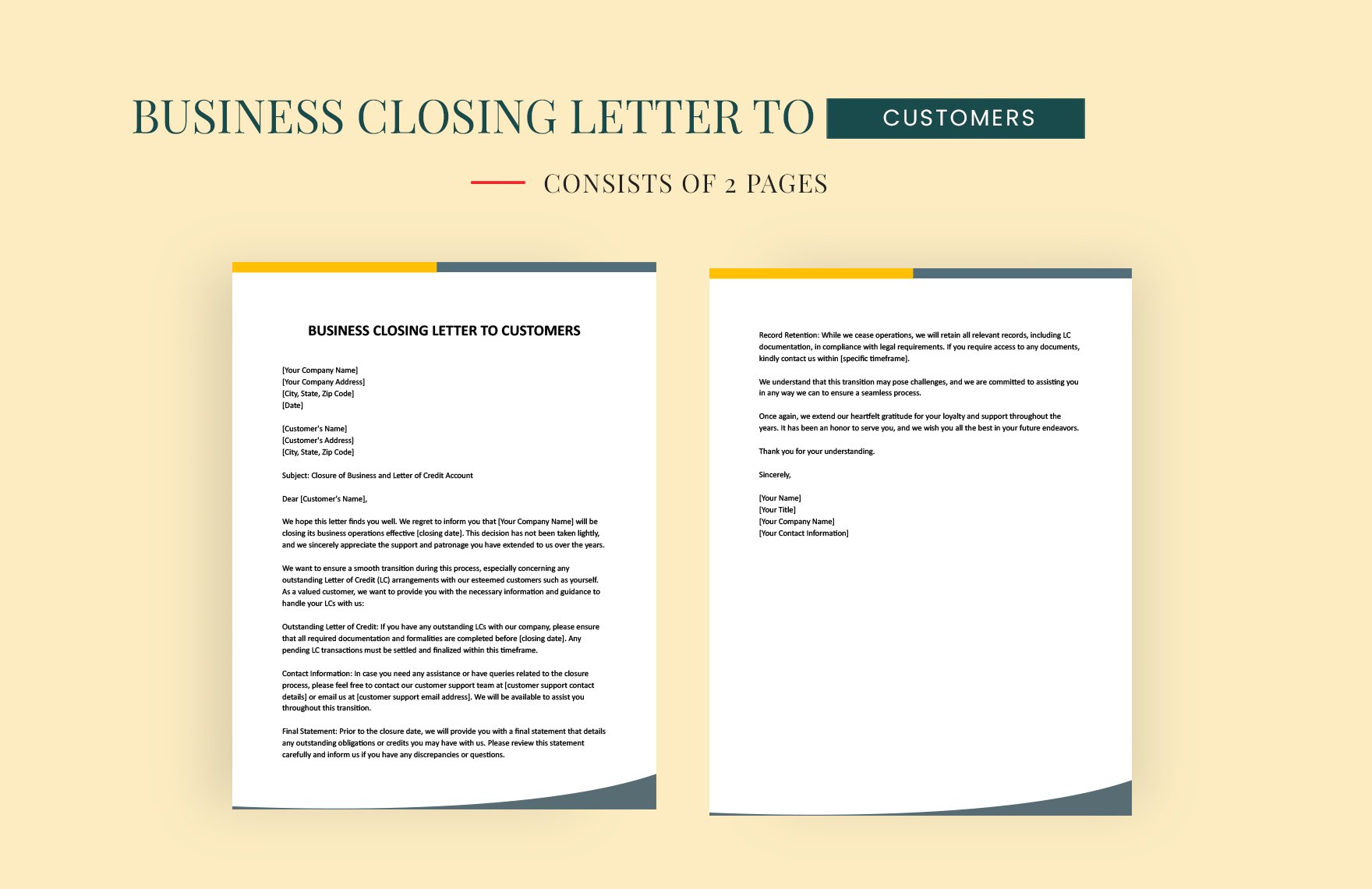 Business Closing Letter To Customers