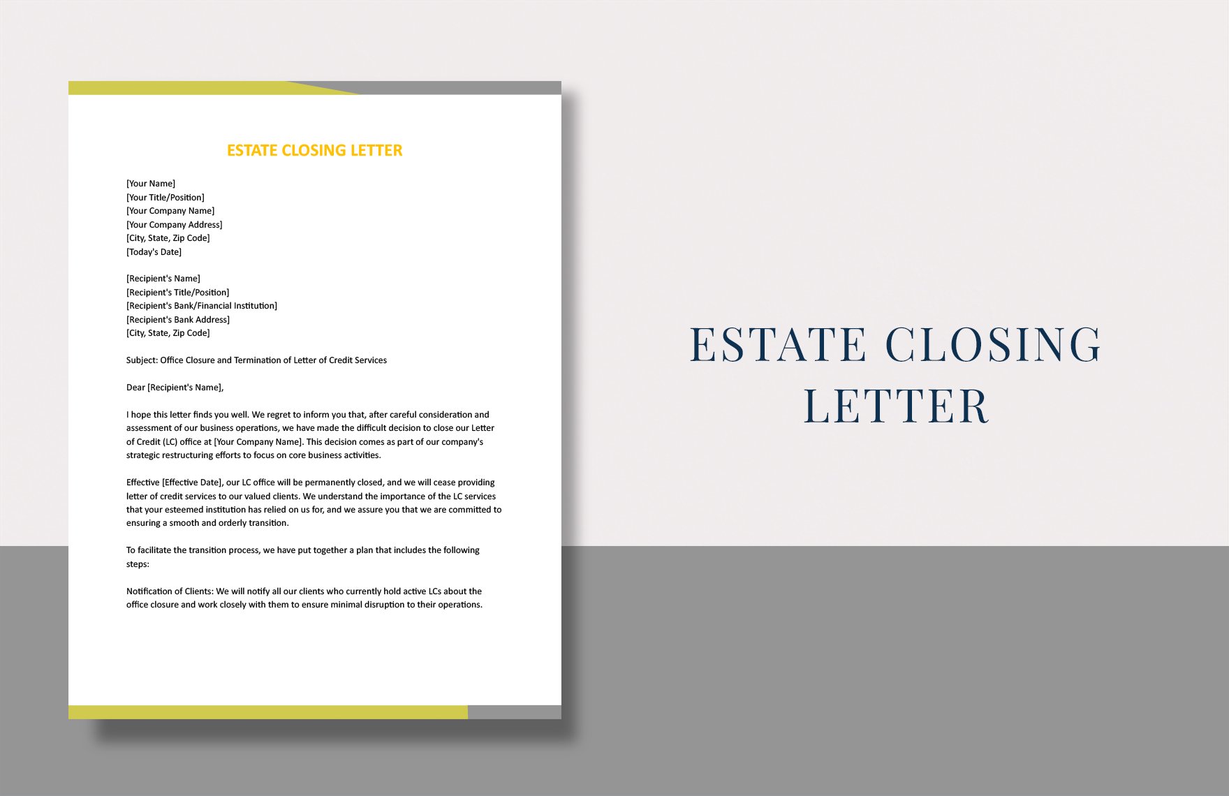 Estate Closing Letter in Word, Google Docs, Apple Pages