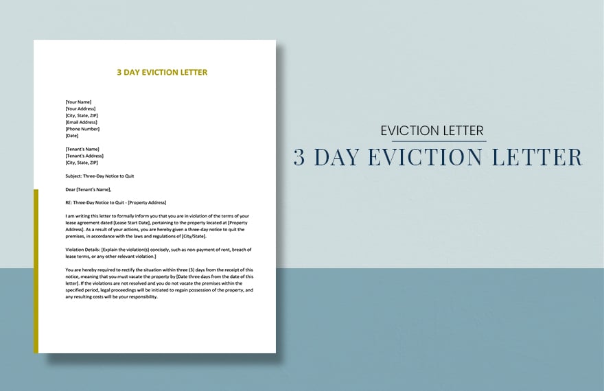 3 Day Eviction Letter in Word, Google Docs, Apple Pages