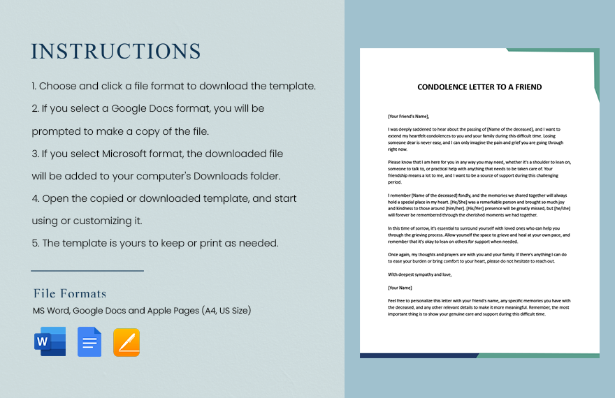 Free Condolence Letter To A Friend - Download in Word, Google Docs, PDF