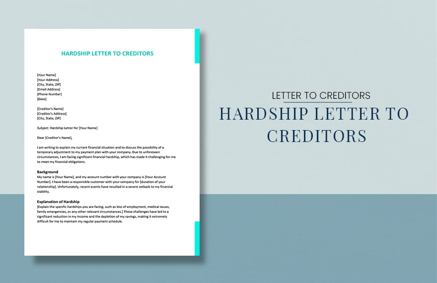 Hardship Letter To Creditors