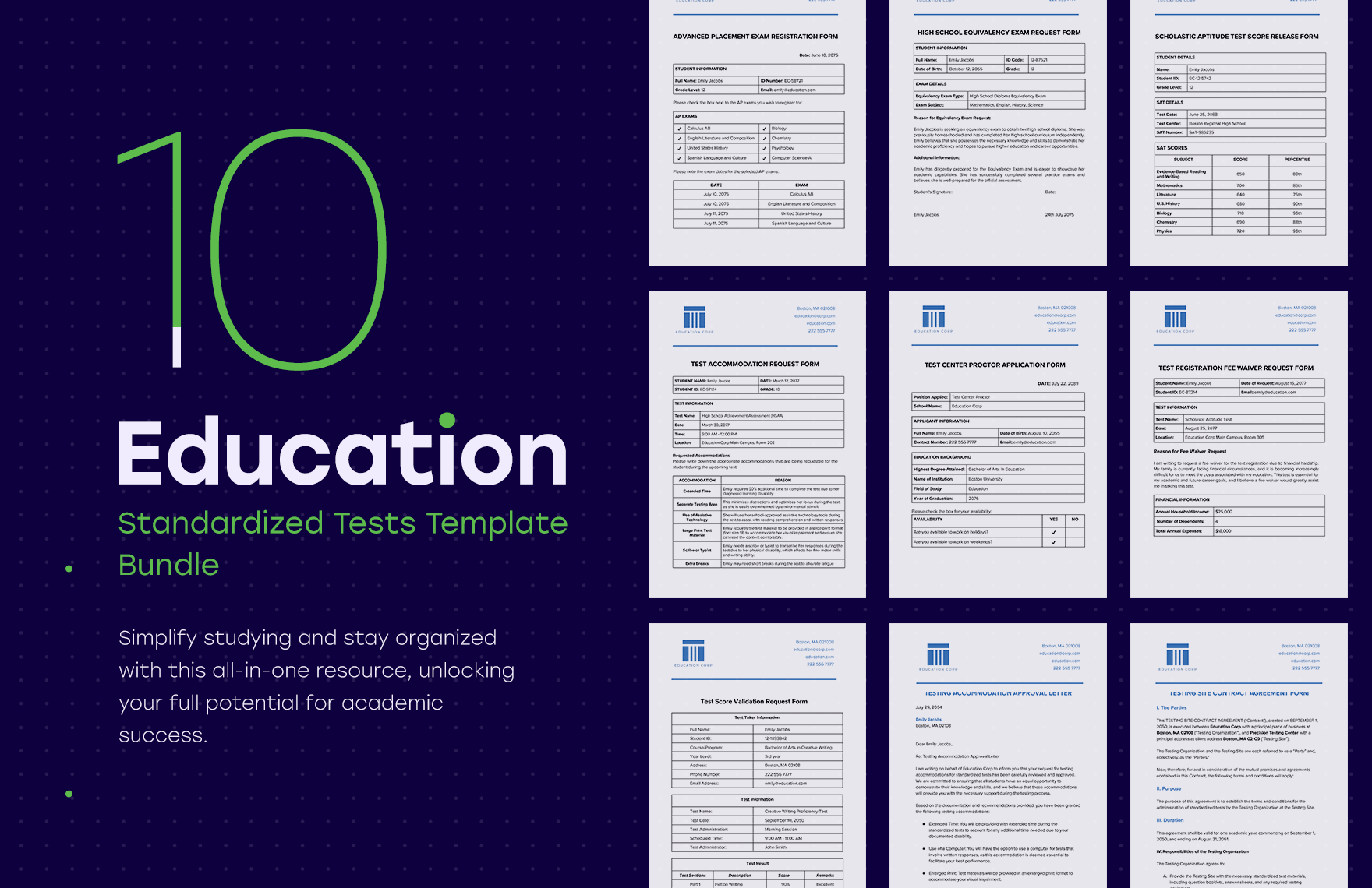 10 Education Standardized Tests Template Bundle