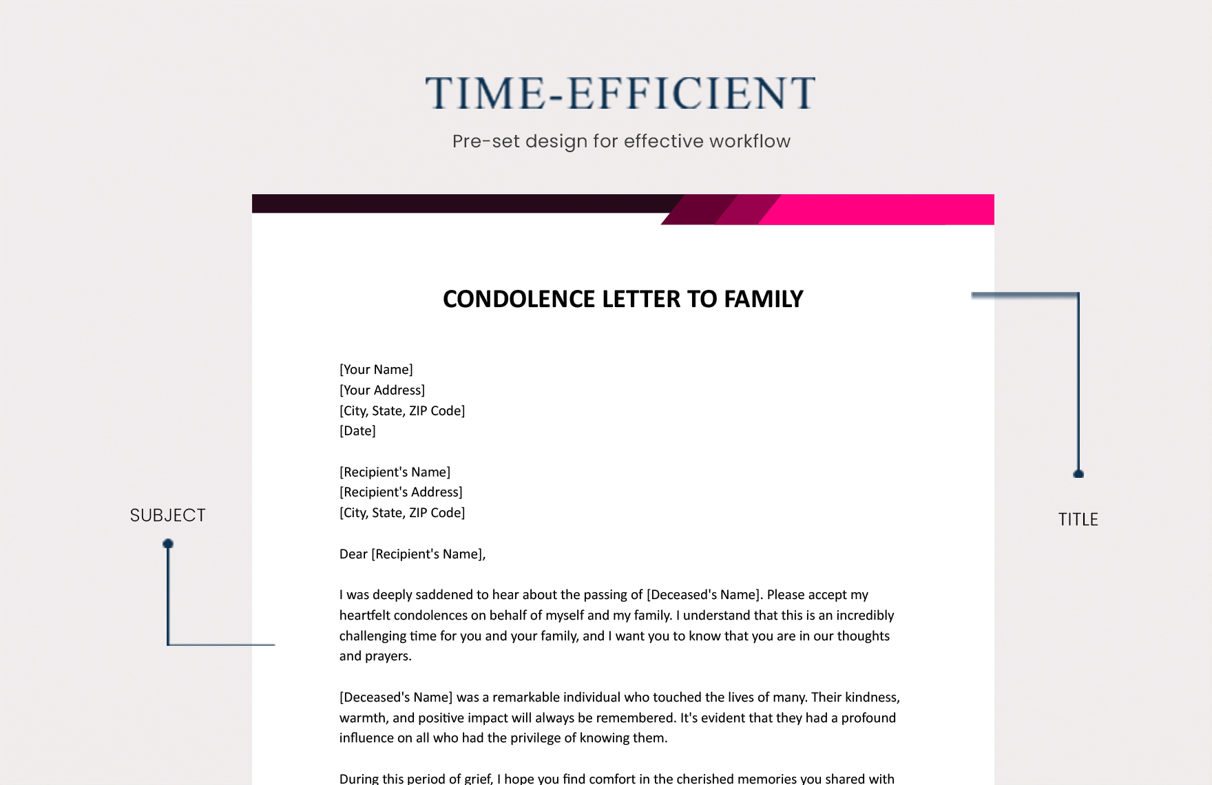 Condolence Letter To Family