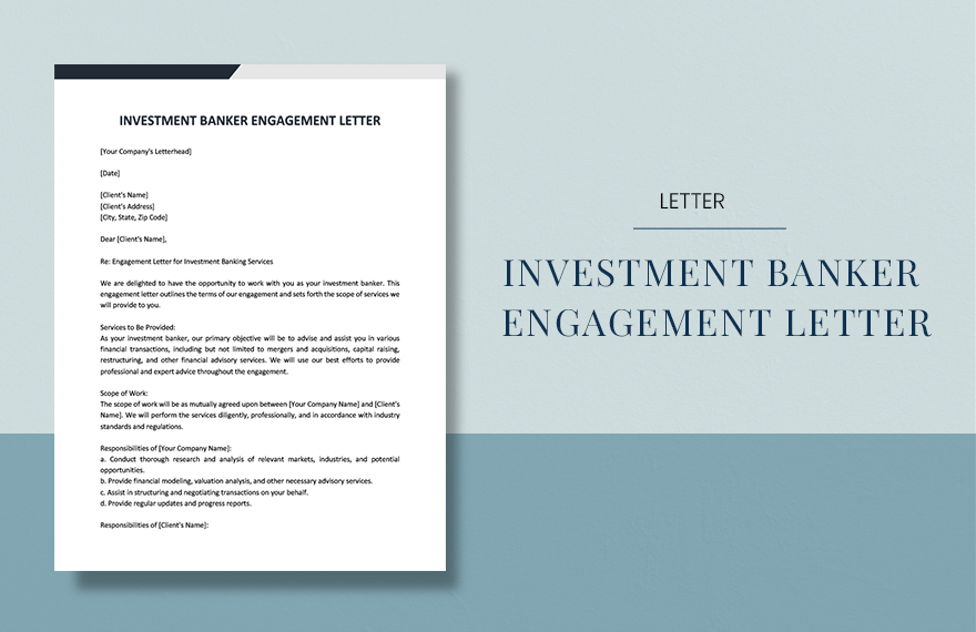 Investment Banker Engagement Letter