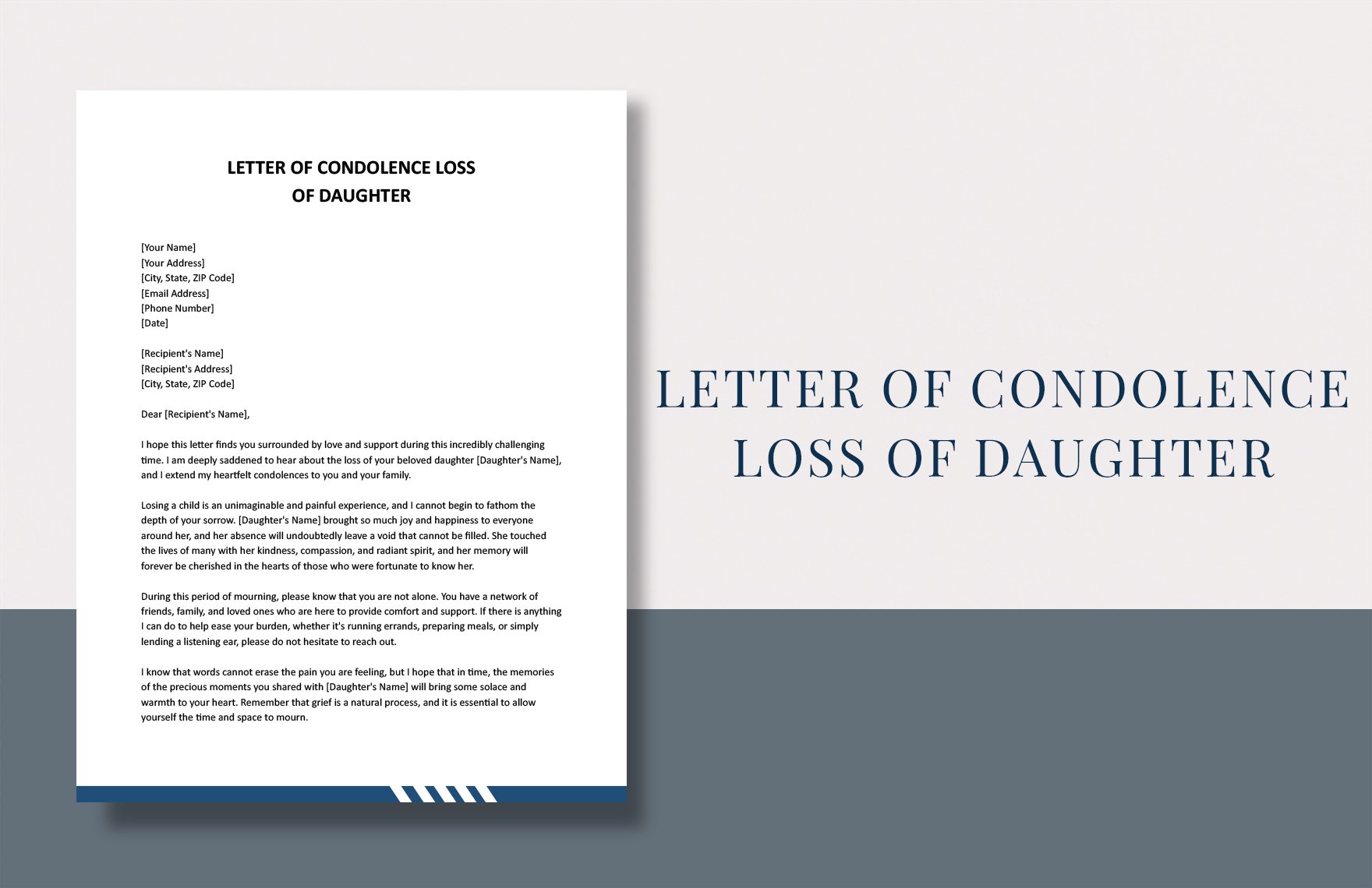 Letter Of Condolence Loss Of Daughter