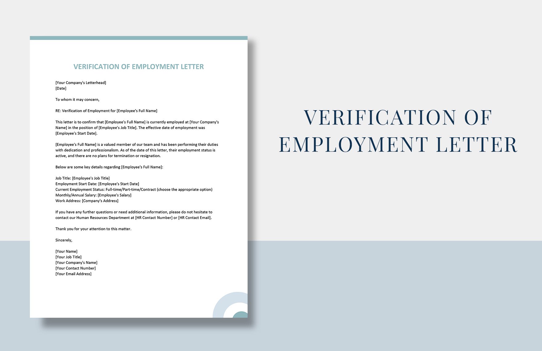 Free Verification of Employment Letter