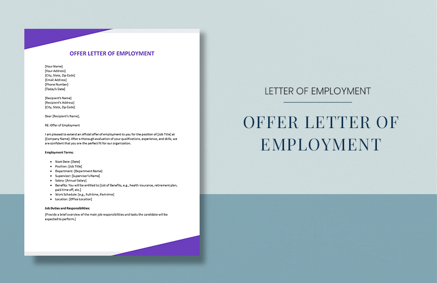 Free Offer Letter of Employment - Download in Word, Google Docs, Apple ...