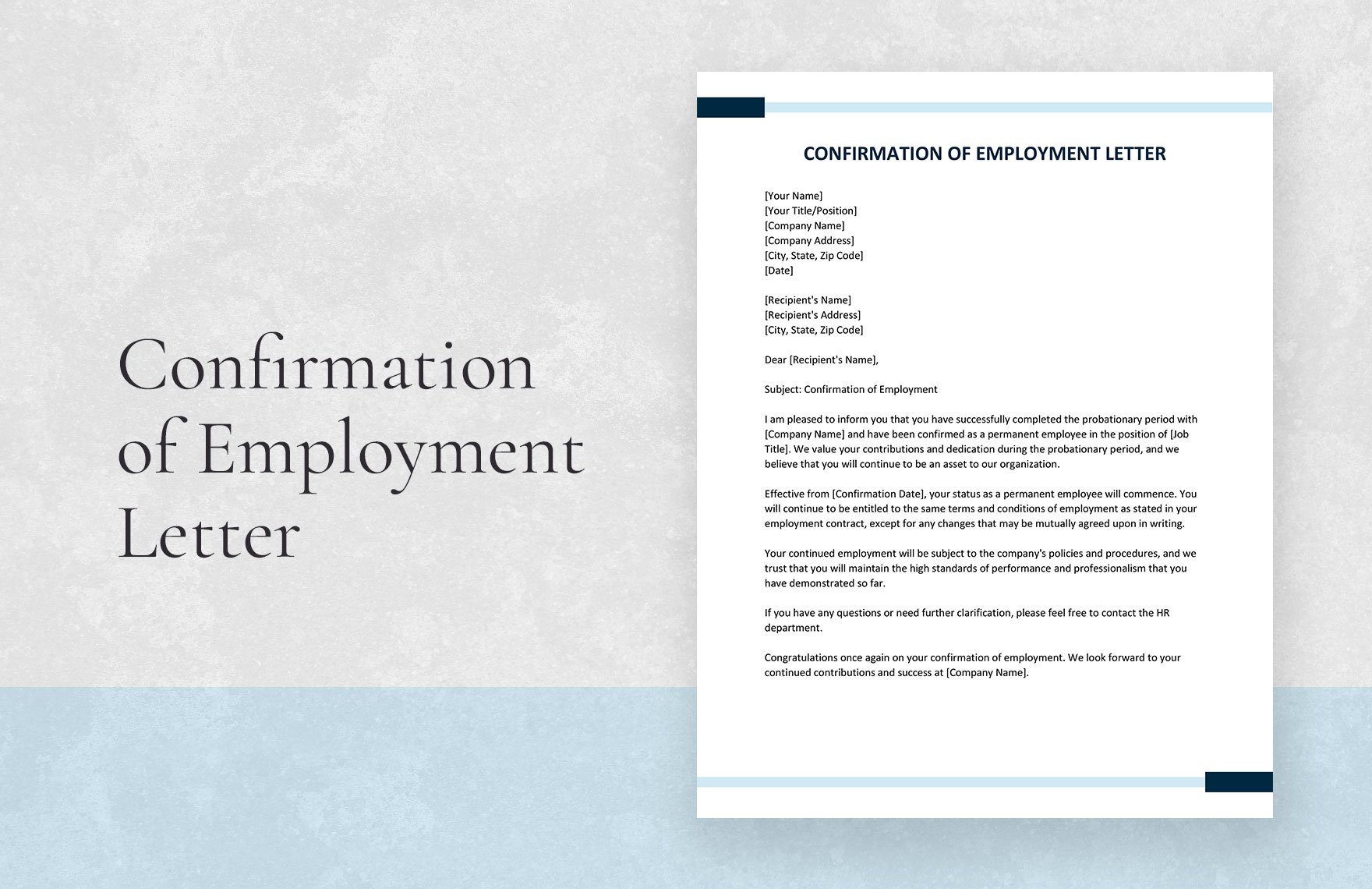 Free Confirmation of Employment Letter