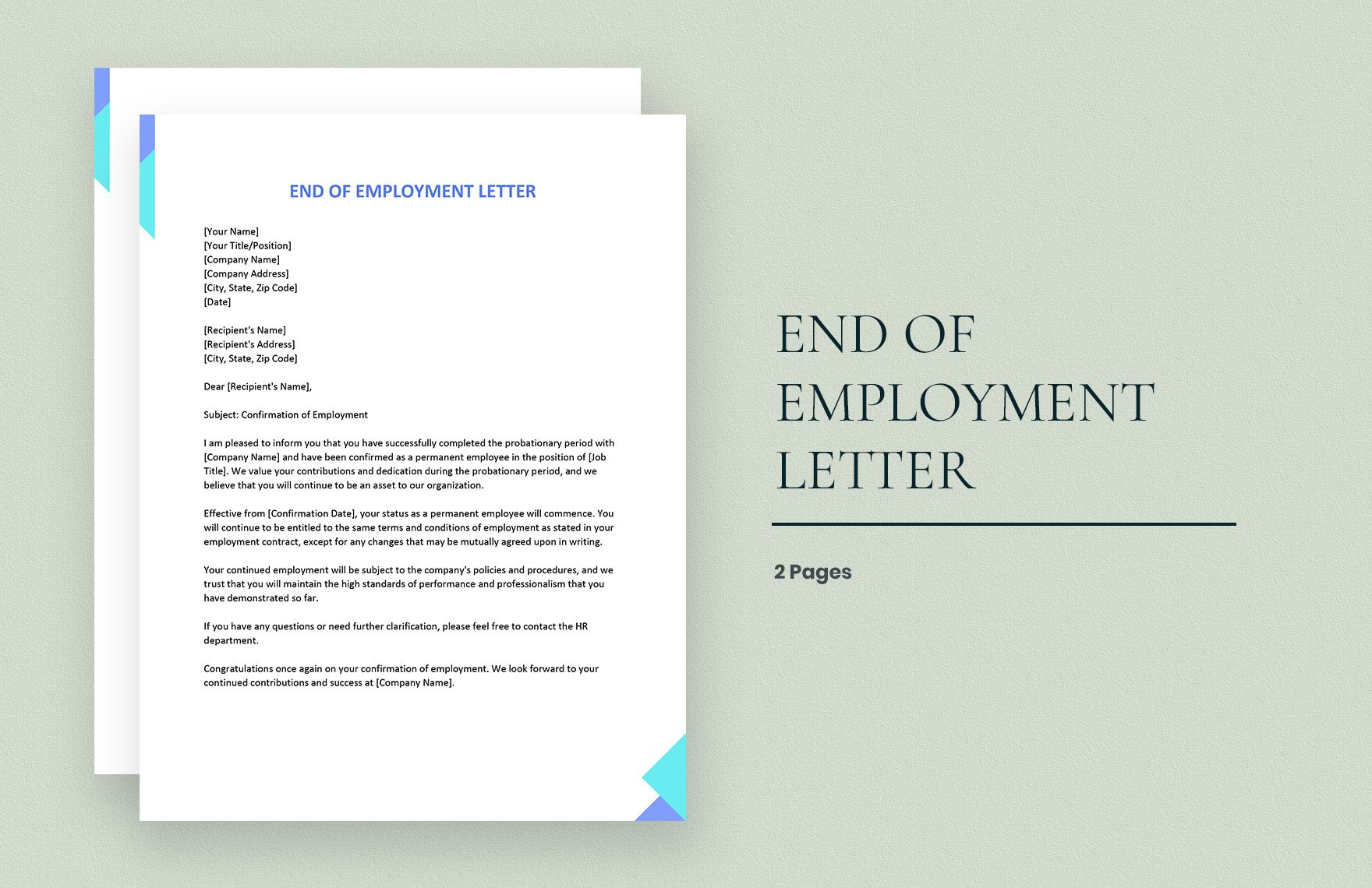 Free End of Employment Letter