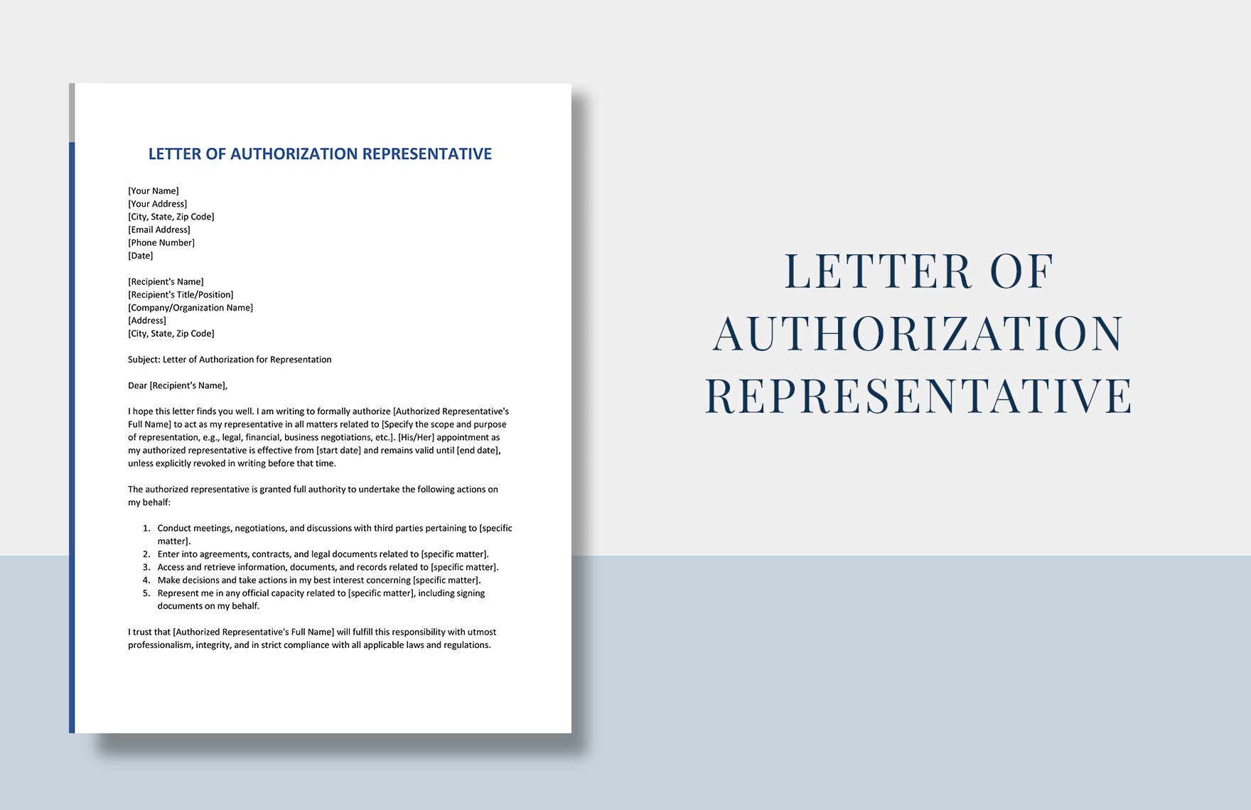 Letter of Authorization Representative