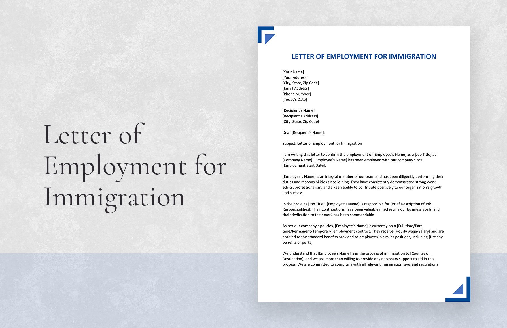 Free Letter of Employment for Immigration