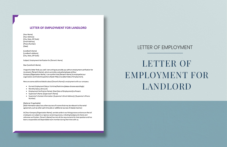 Free Letter of Employment for Landlord - Download in Word, Google Docs ...