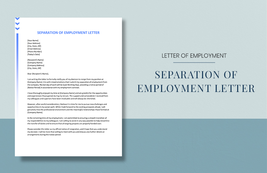 Free Separation of Employment Letter - Download in Word, Google Docs ...