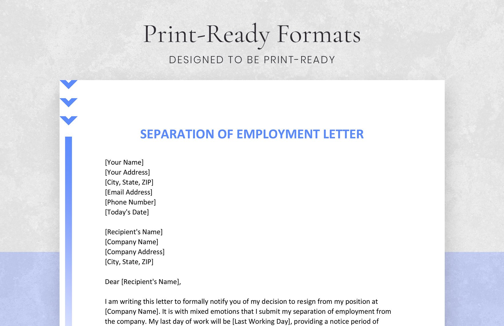 Separation of Employment Letter