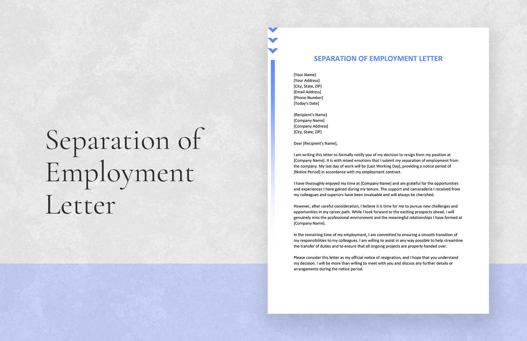 Free Separation of Employment Letter