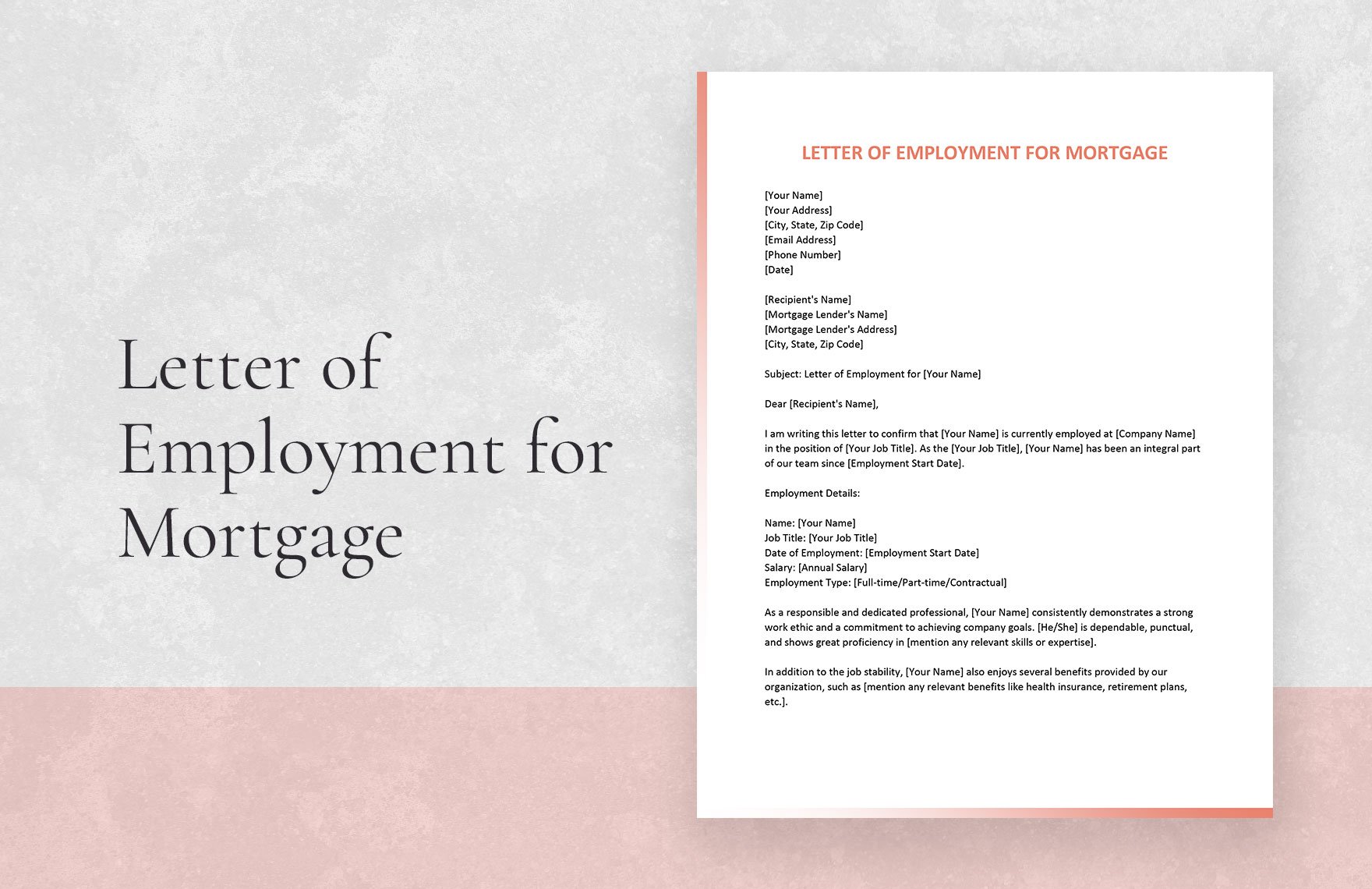 Free Letter of Employment for Mortgage