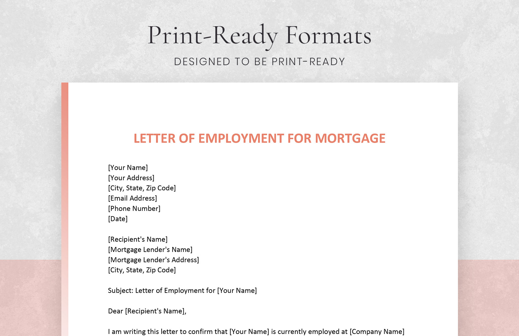 Letter of Employment for Mortgage