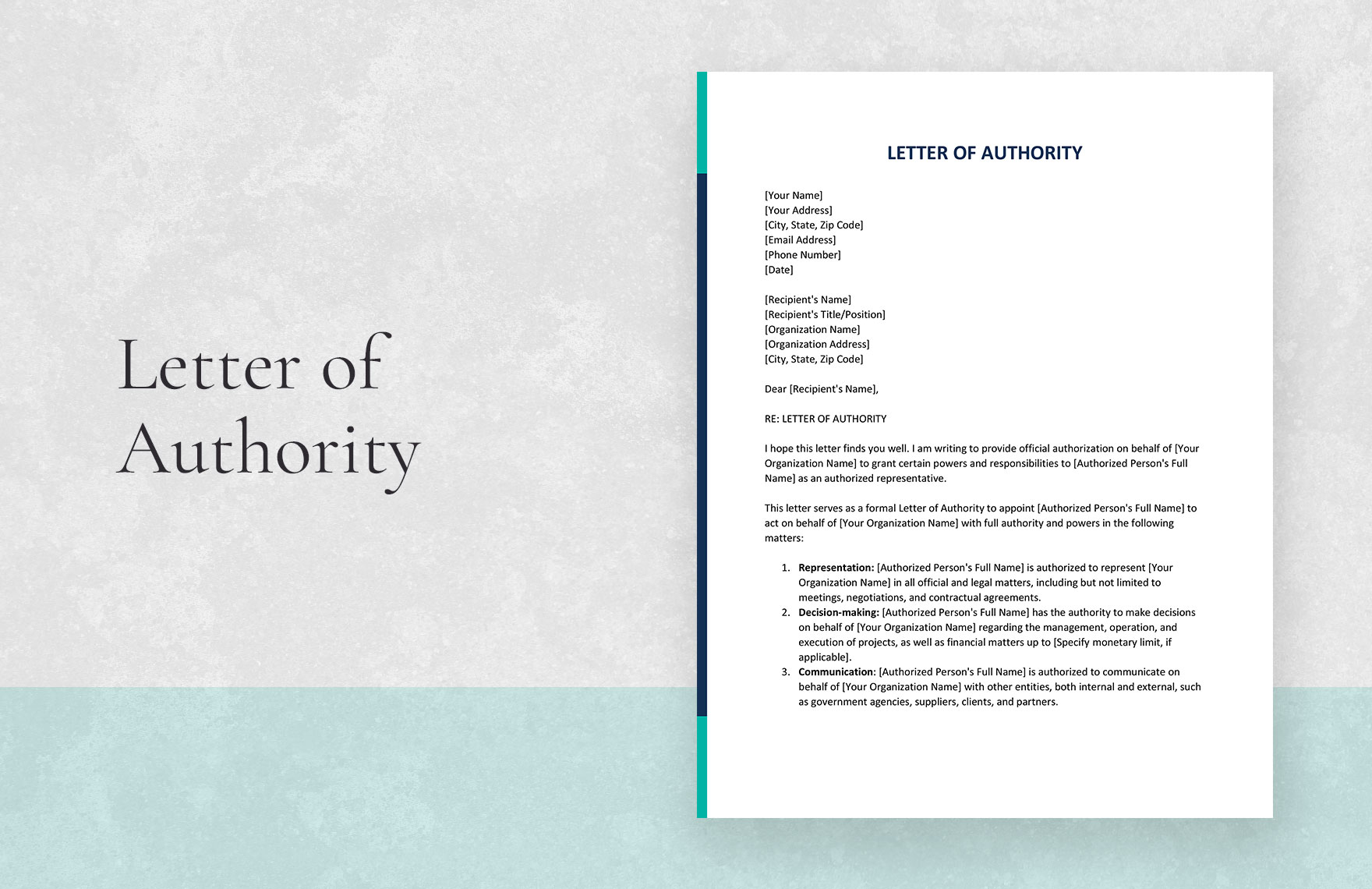 Letter of Authority in Word, Google Docs, Pages - Download | Template.net