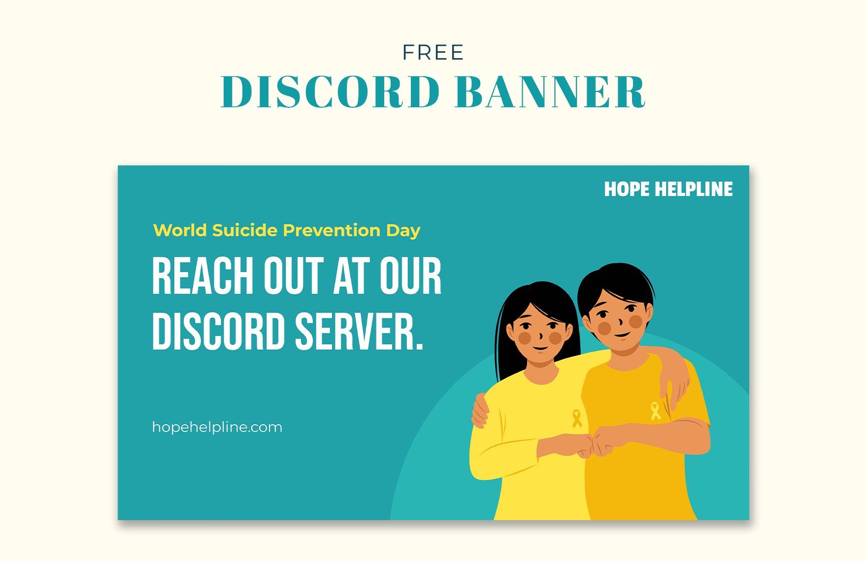 Free World Suicide Prevention Day Discord Banner in PDF, Illustrator, SVG, JPG