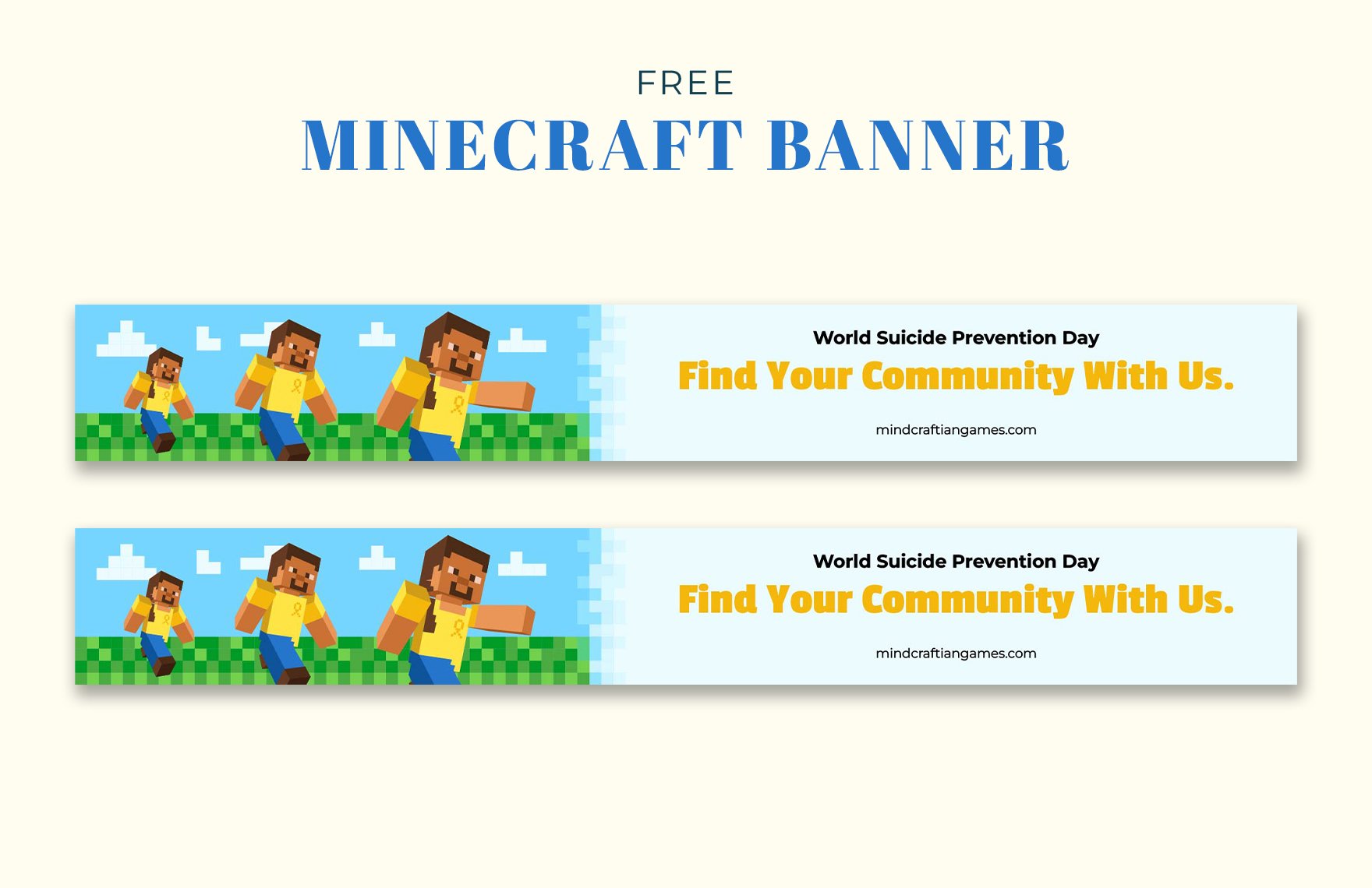 Free World Suicide Prevention Day Minecraft Banner in PDF, Illustrator, SVG, JPG