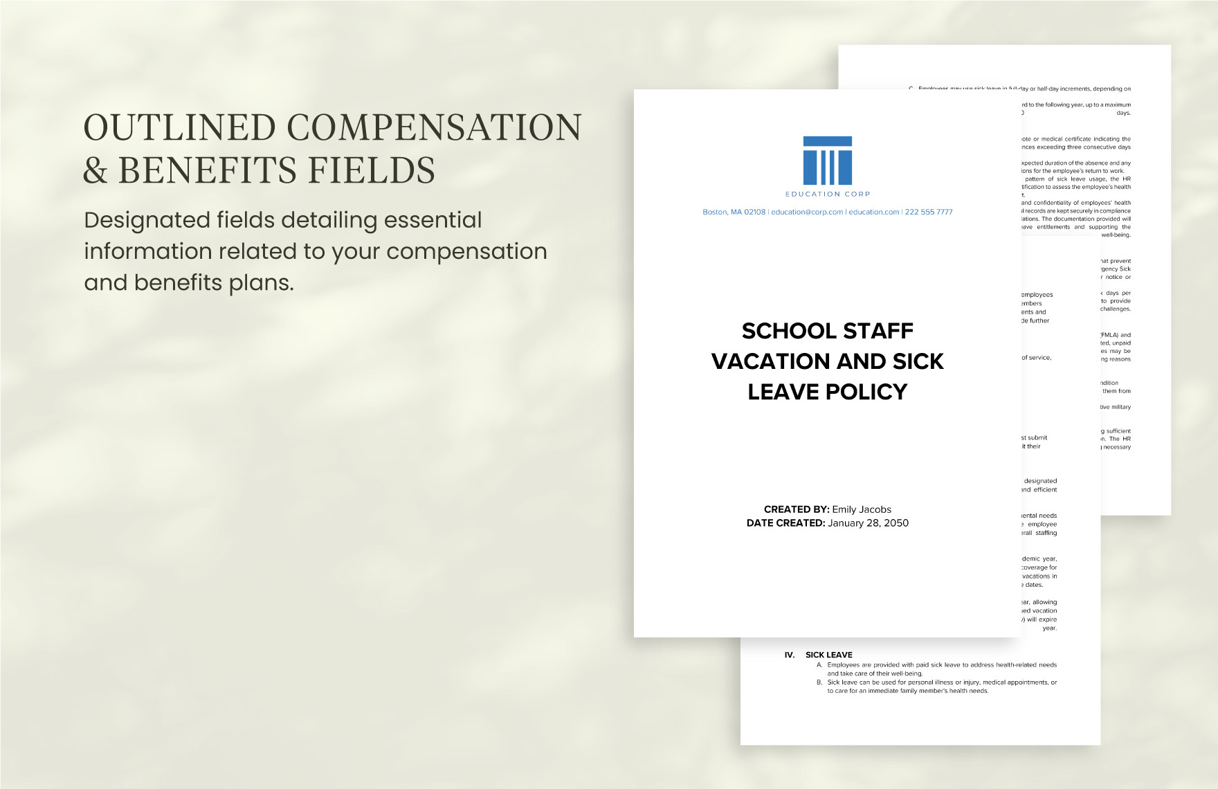 School Staff Vacation and Sick Leave Policy Template