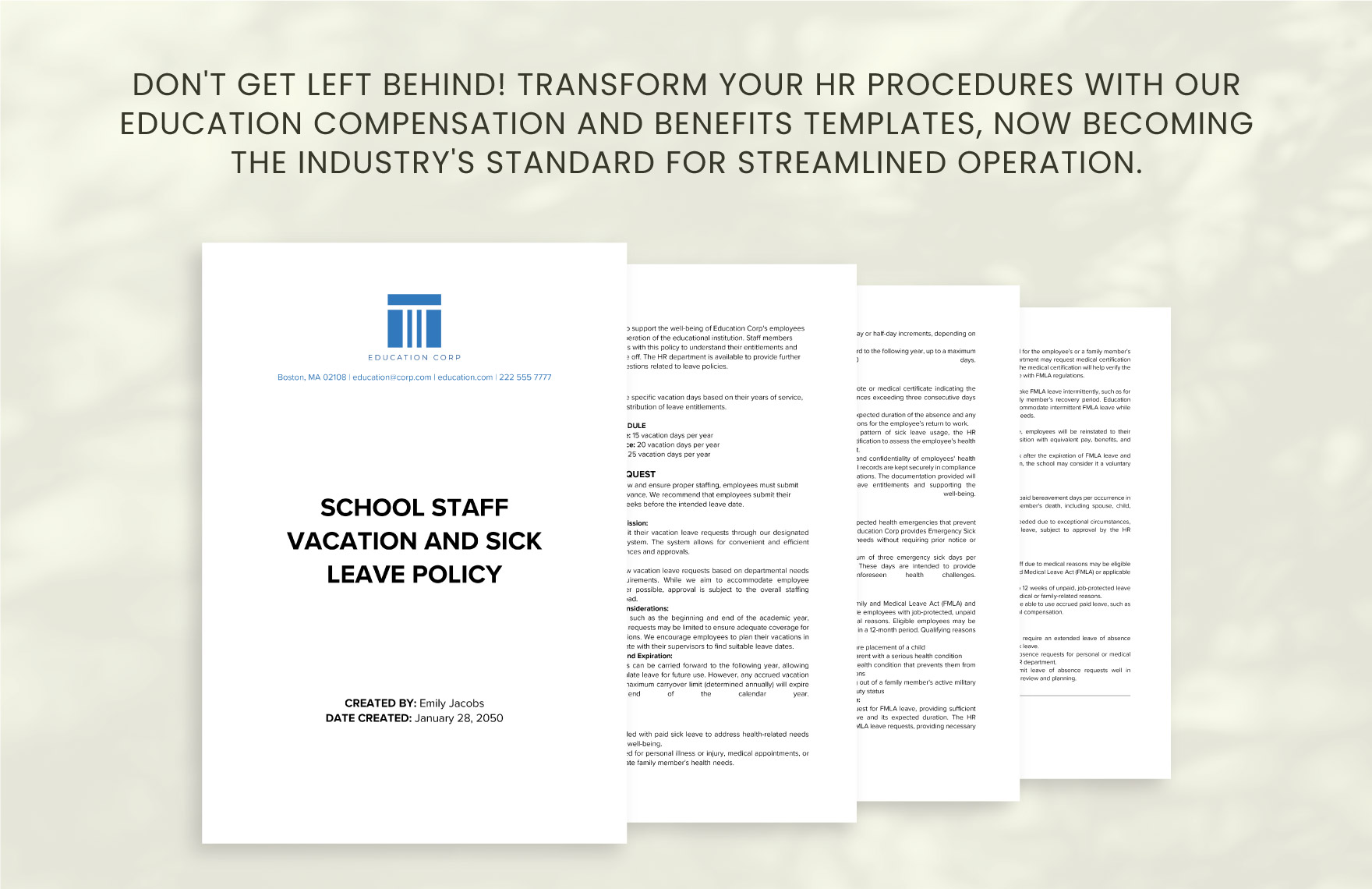 School Staff Vacation and Sick Leave Policy Template