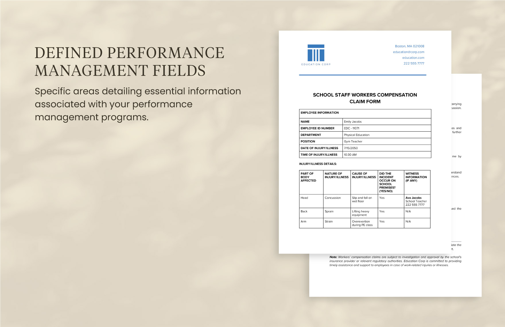School Staff Performance Evaluation Form Template