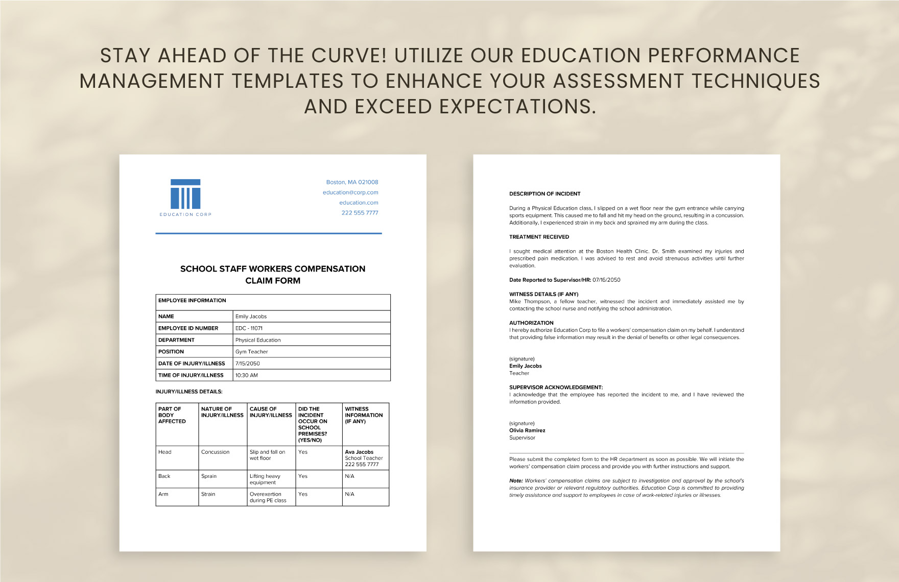 School Staff Performance Evaluation Form Template
