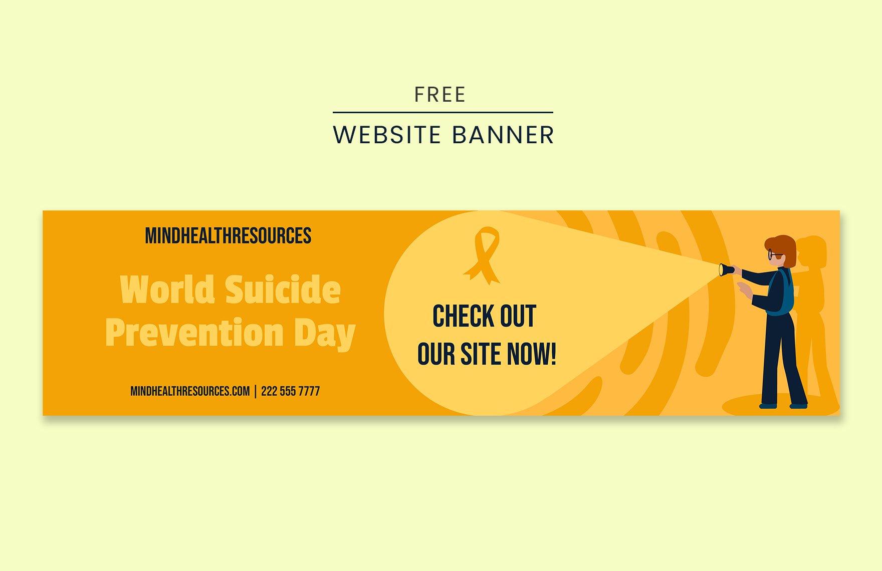 Free World Suicide Prevention Day Website Banner in PDF, Illustrator, SVG, JPEG