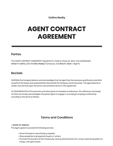 Sourcing Agent Agreement Template | Template.net