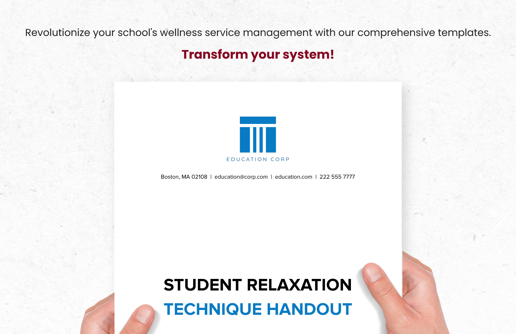 Student Relaxation Techniques Handout Template