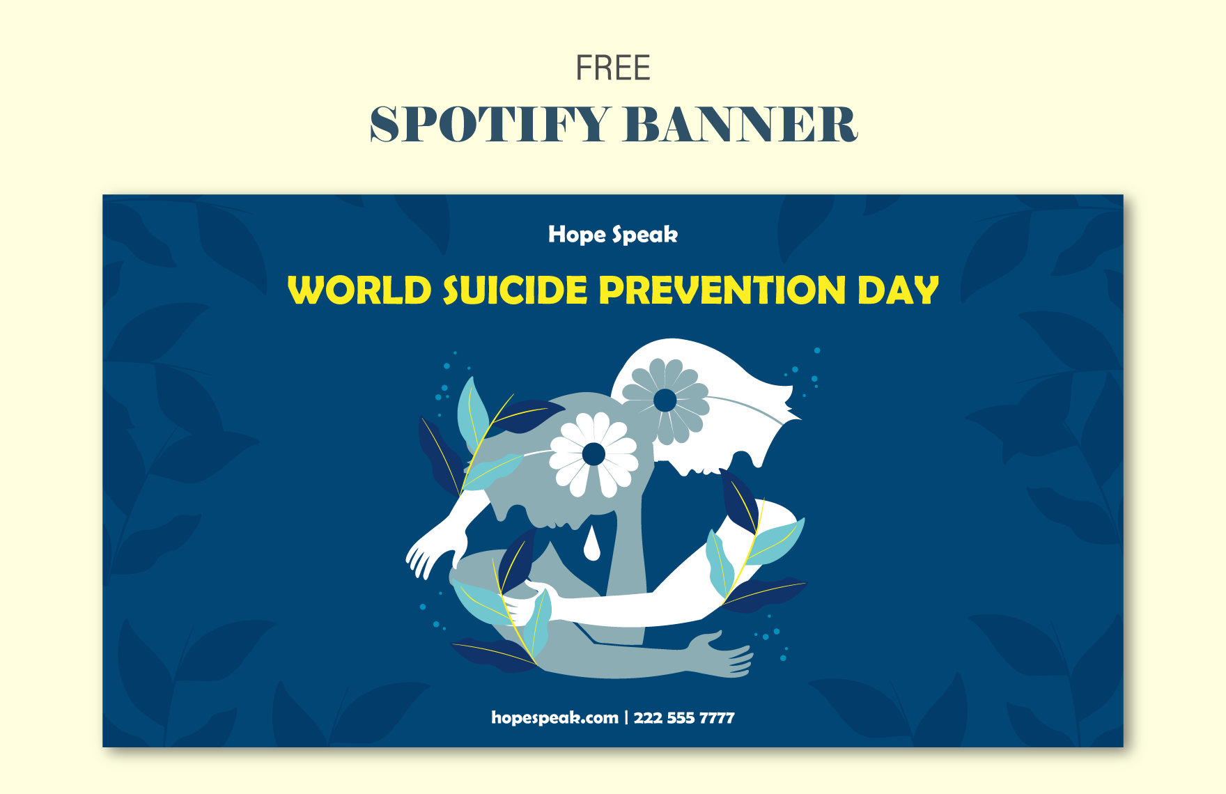 Free World Suicide Prevention Day  Spotify Banner in PDF, Illustrator, SVG, JPG