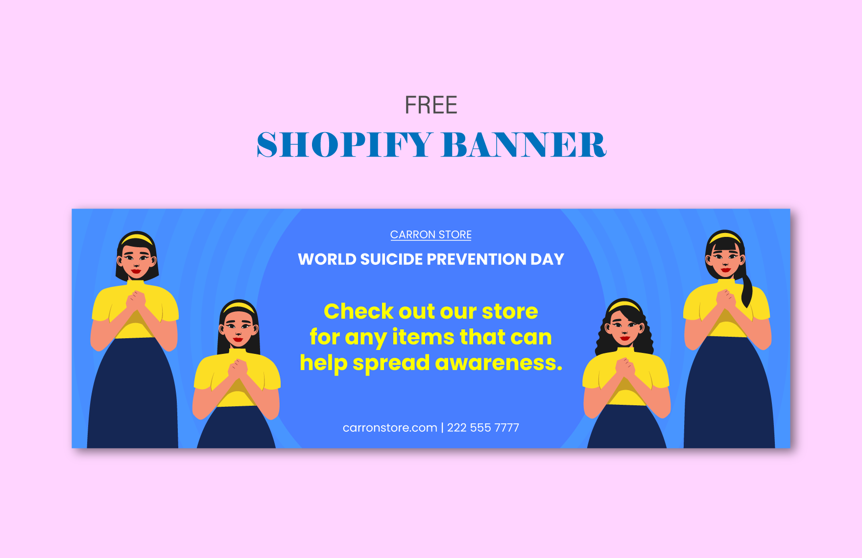 Free World Suicide Prevention Day  Shopify Banner in PDF, Illustrator, SVG, JPG
