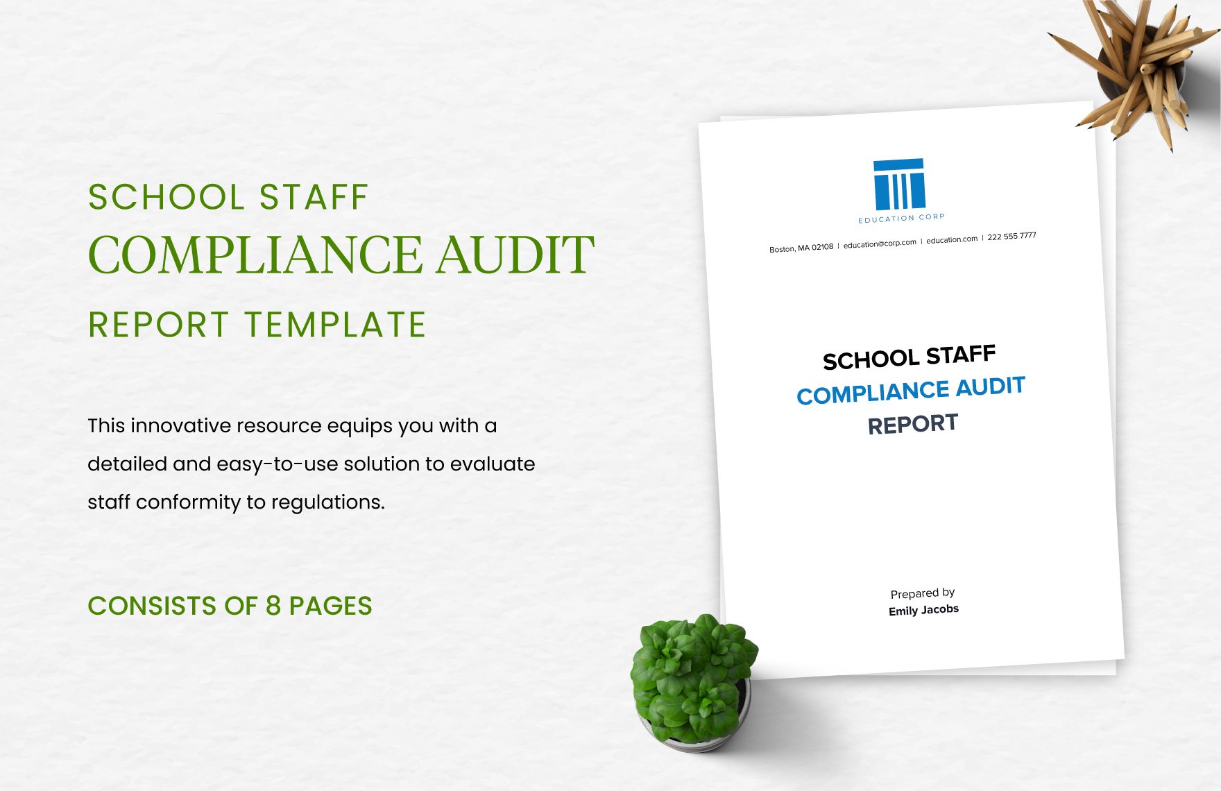 School Staff Compliance Audit Report Template