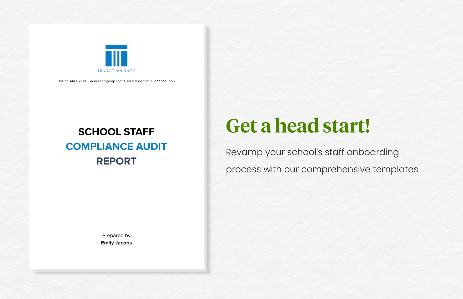 School Staff Compliance Audit Report Template