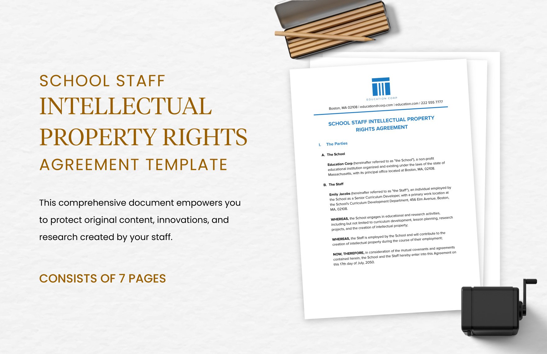 School Staff  Intellectual Property Rights Agreement Template