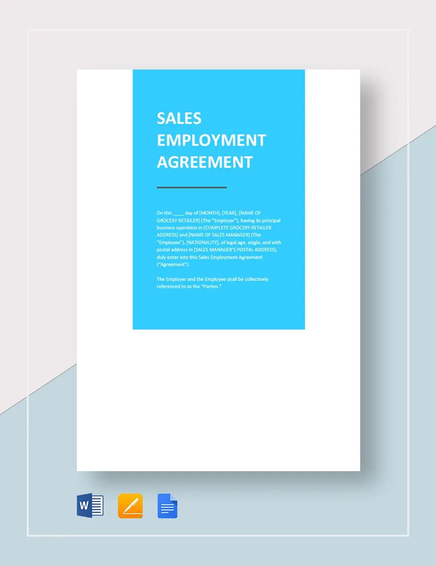 Sales Employment Agreement Template in Word, Google Docs, Apple Pages