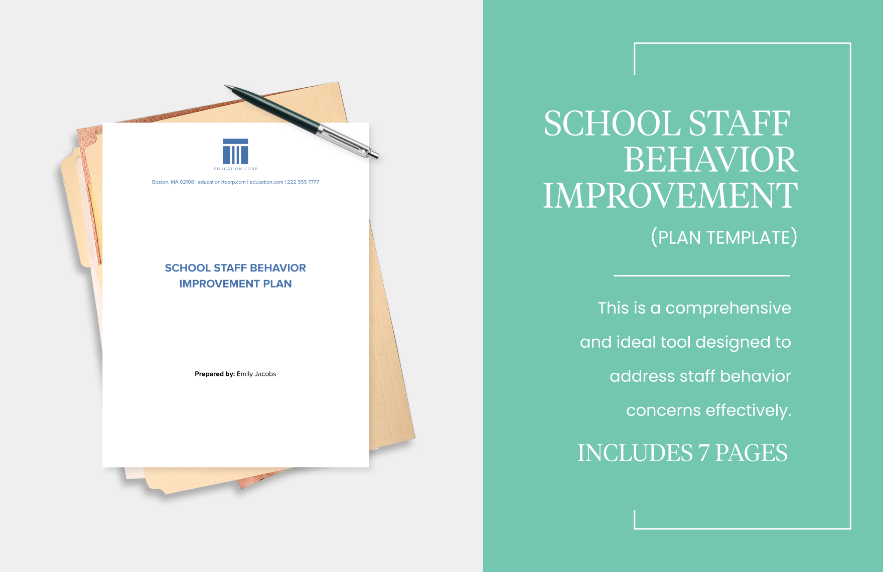 School Staff Behavior Improvement Plan Template