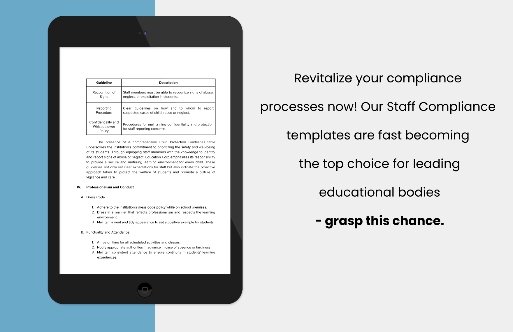 School Staff Code of Conduct Template