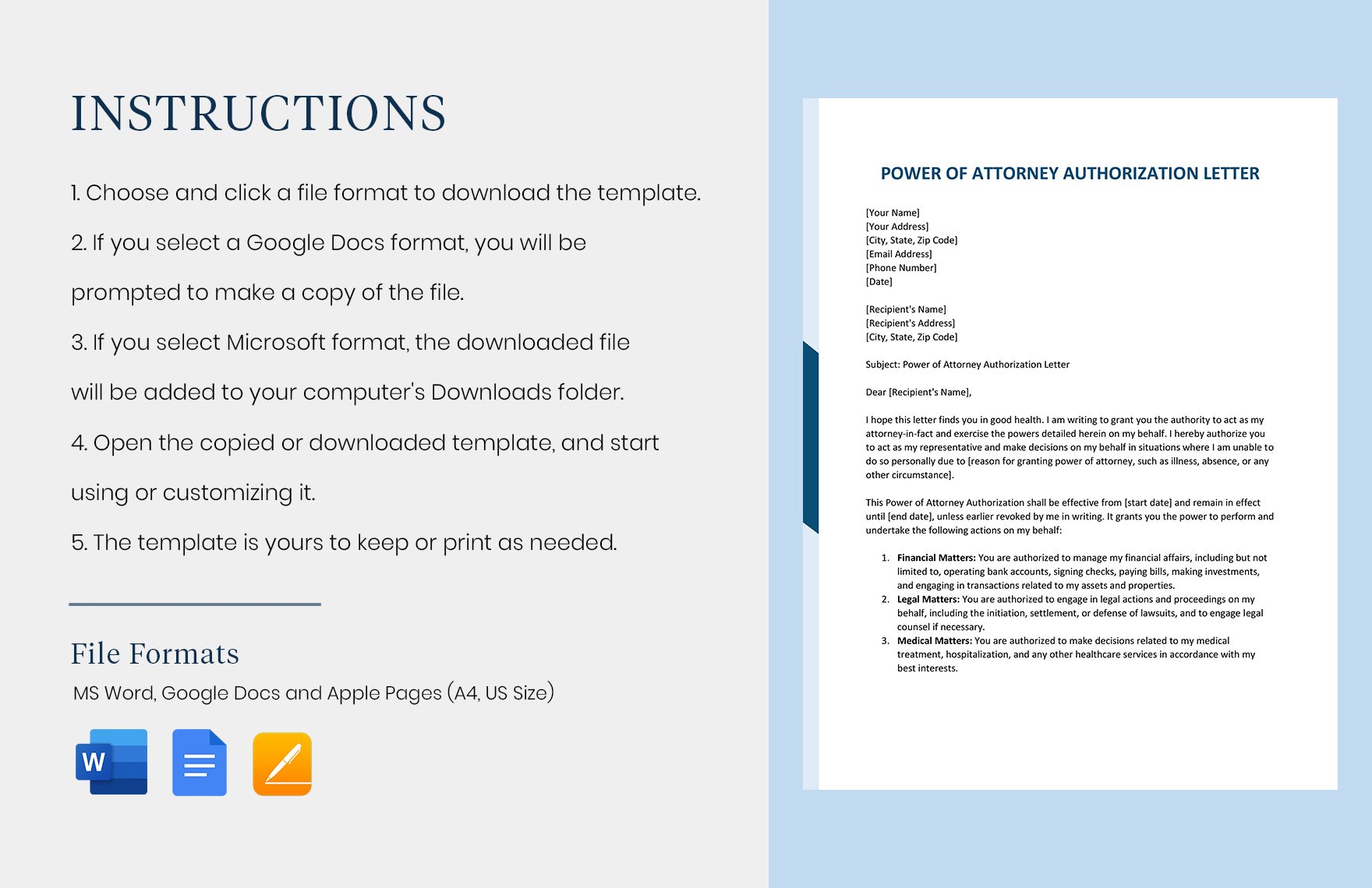 Power of Attorney Authorization Letter Template