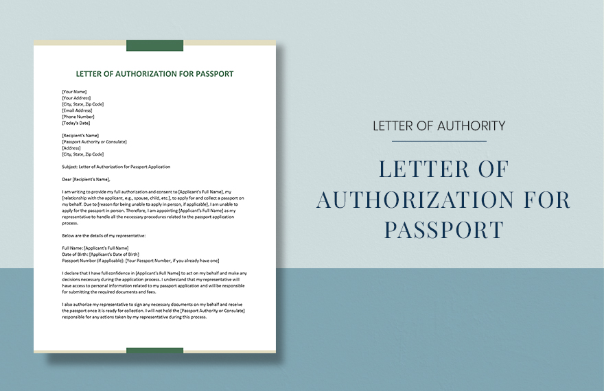 Free Letter of Authorization for Passport - Download in Word, Google ...