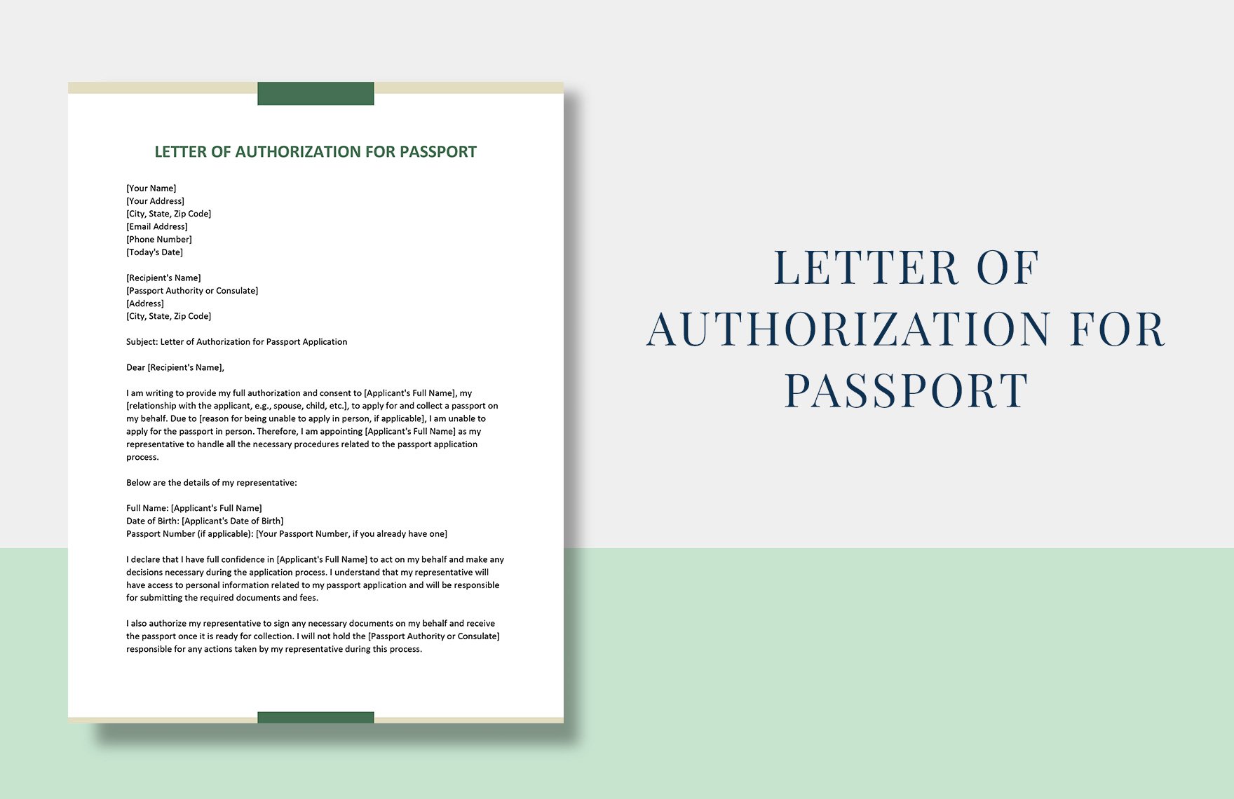 Letter of Authorization for Passport in Word, Google Docs, Apple Pages