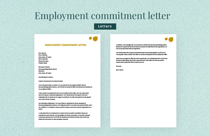 Free Employment commitment letter