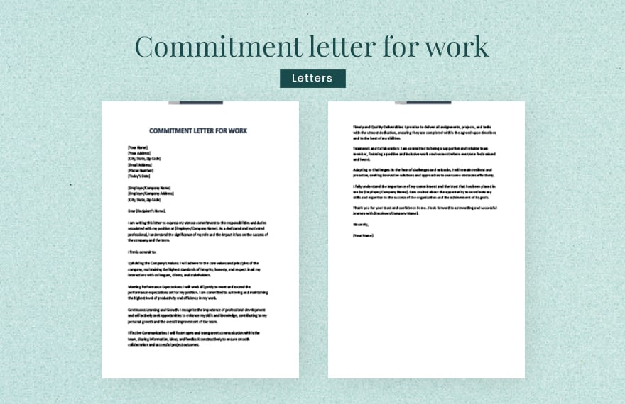 Commitment letter for work
