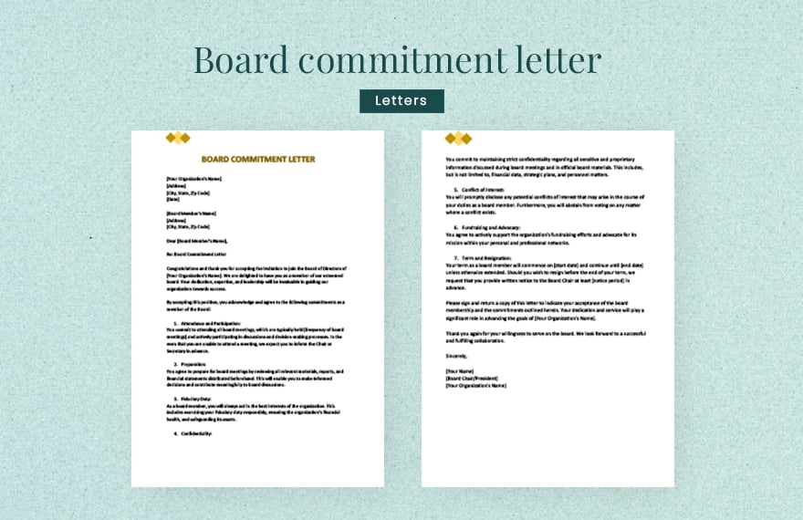 Free Board commitment letter in Word, Google Docs
