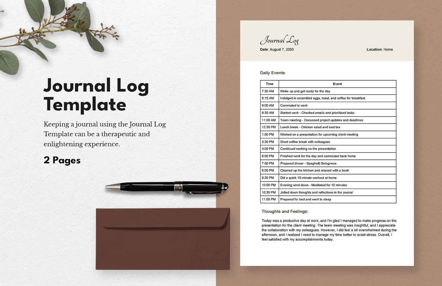 Journal Log Template