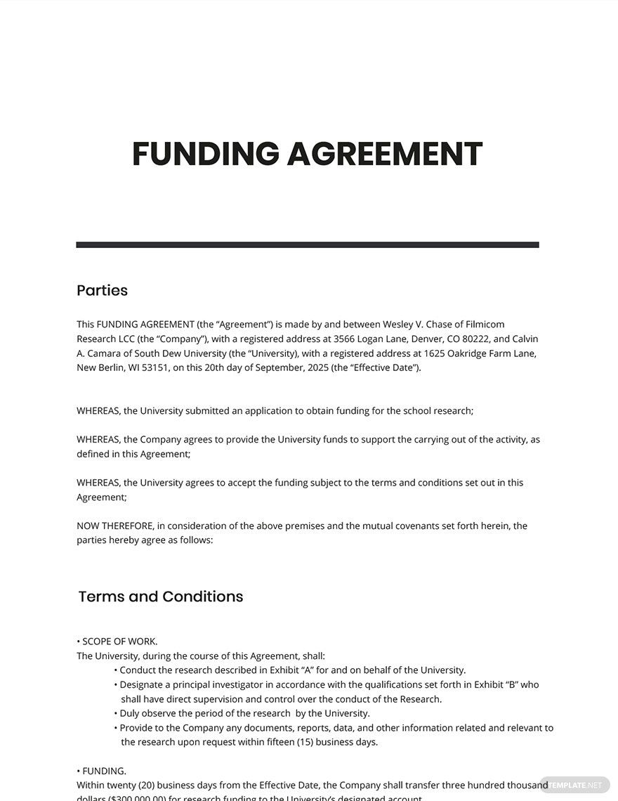 Grant Funding Agreement Template Google Docs Word Apple Pages Grant Funding Agreement Template Google Docs Word Apple Pages