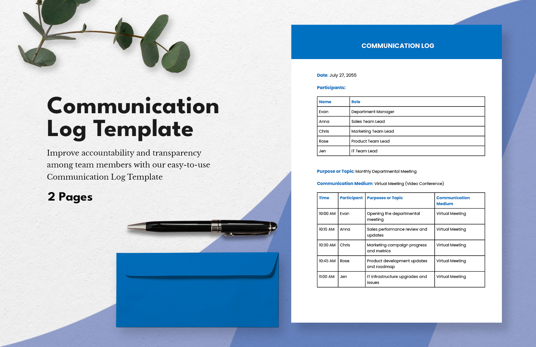 Communication Log Template